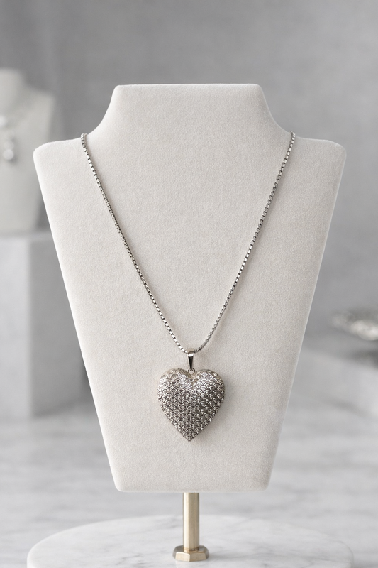 Eternal Love Heart Locket 24” 2mm Box Chain Necklace