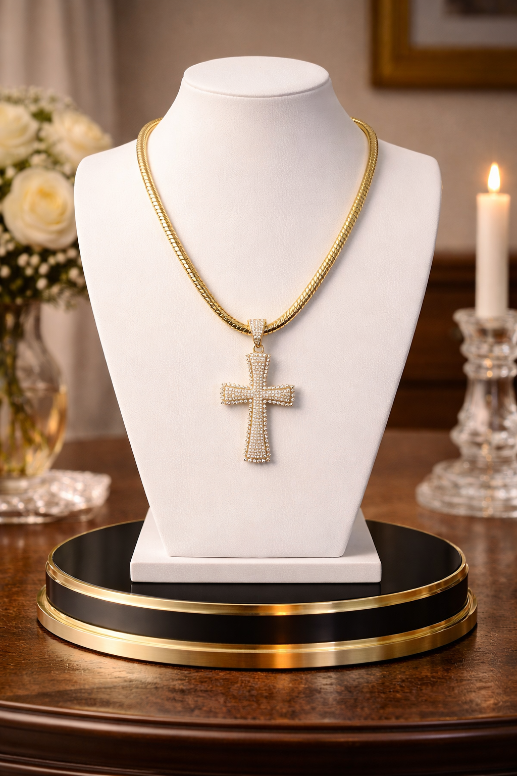 Imperial Faith Cross Necklace 18” Snake Chain Necklace