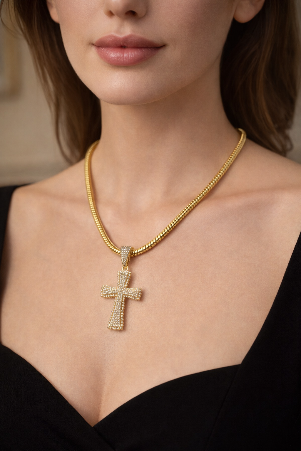 Imperial Faith Cross Necklace 18” Snake Chain Necklace