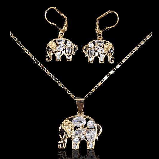 Royal Elephant Set 18K Gold Filled CZ
