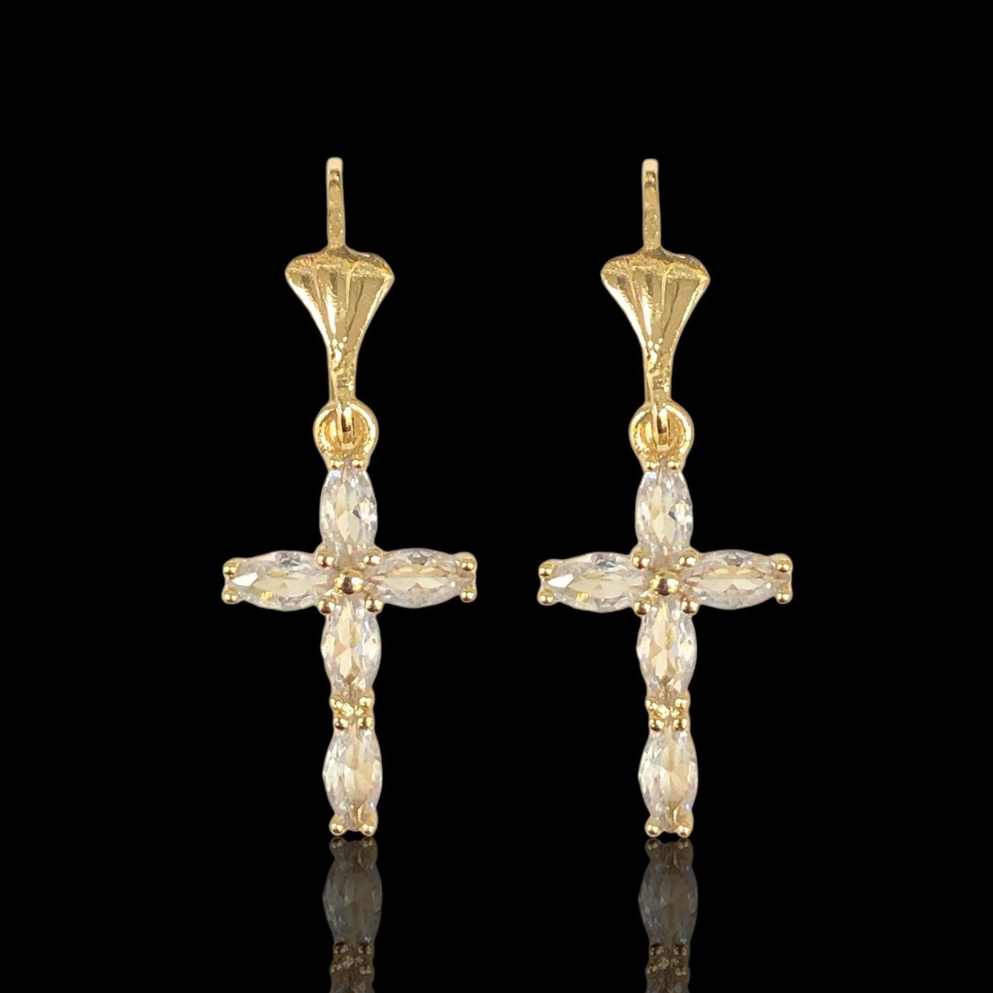 CZ Cross Earrings 18k Gold Filled