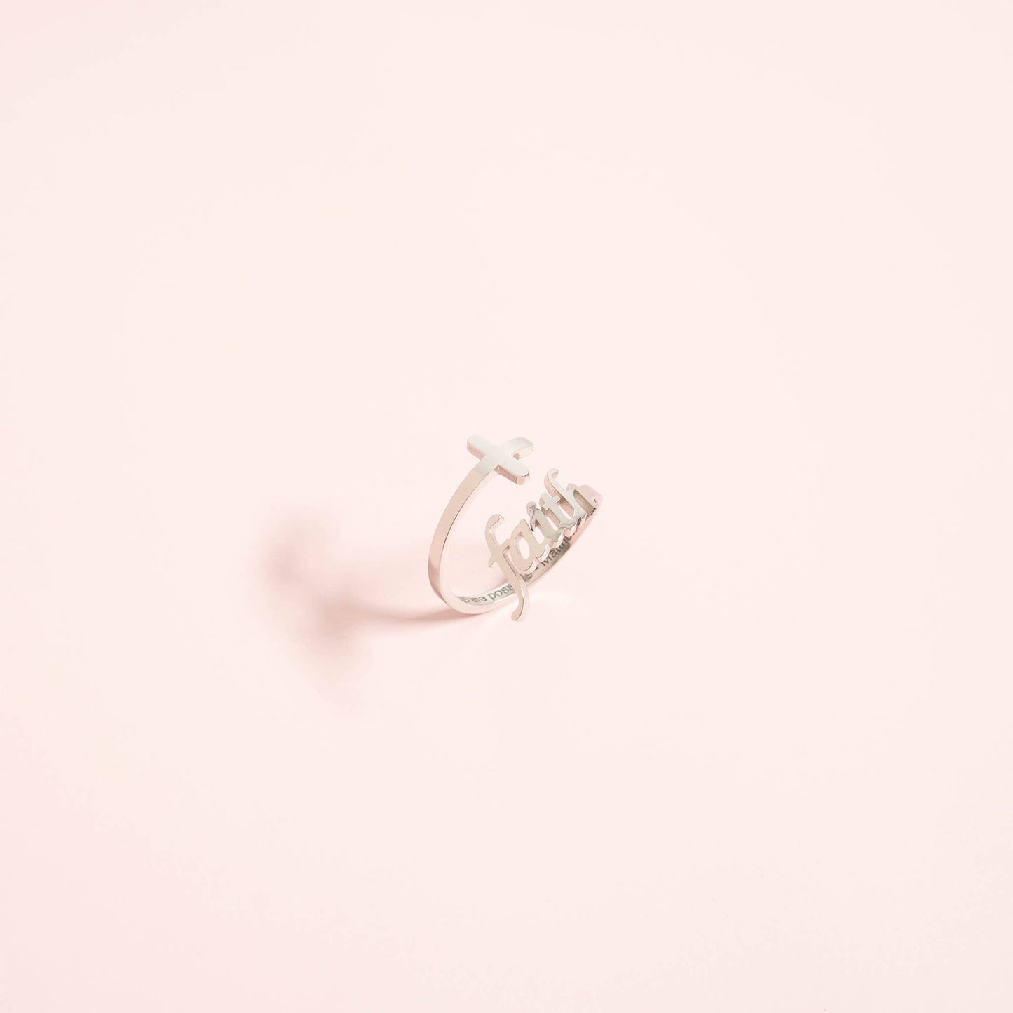 18K Gold PVD Adjustable "Faith" Ring: Stainless / 11