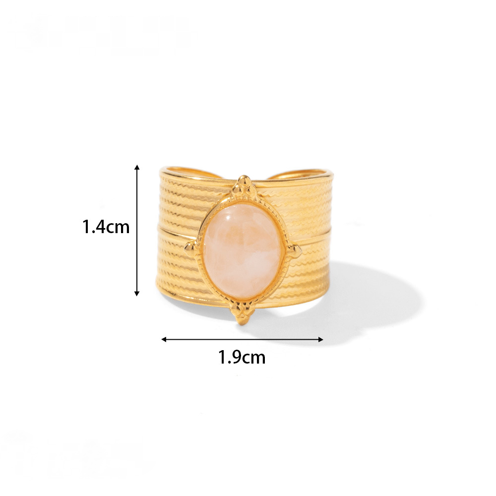 18K Gold Plated Stainless Steel Natural Stone Rings - FGS/CS: C