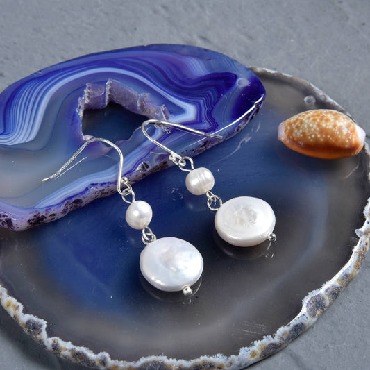 Drop Down Cultured Pearls Earring