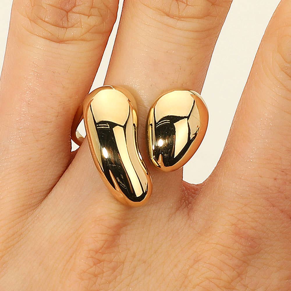 SECRET BOX_Stainless Steel Bold Sculptural Chunky Open Ring: Rhodium