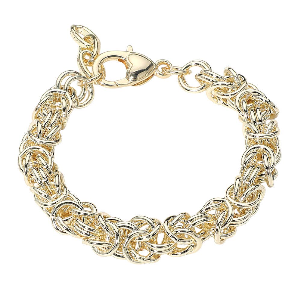 14K Gold Plated Chunky Intricate Knot Link Chain Bracelet