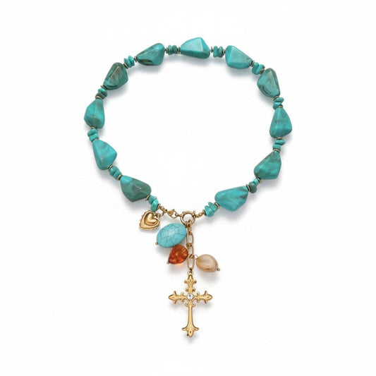 LSSGN301 18K Stainless Steel Oceania Azure Cross Necklace