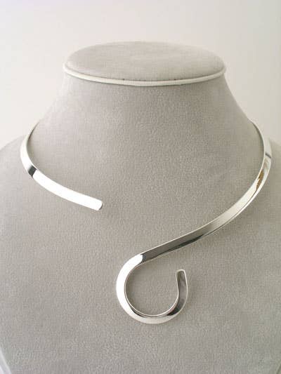 Alpaca Silver Necklace Choker Band Hook Omega Adjustable