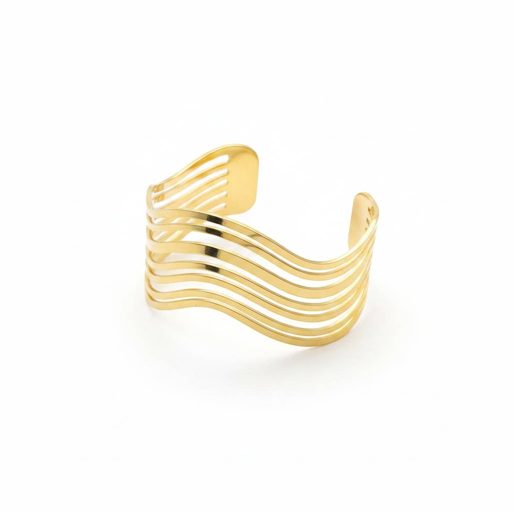 LSSGB380 Wavy Multi-Stripe Cuff Bracelet