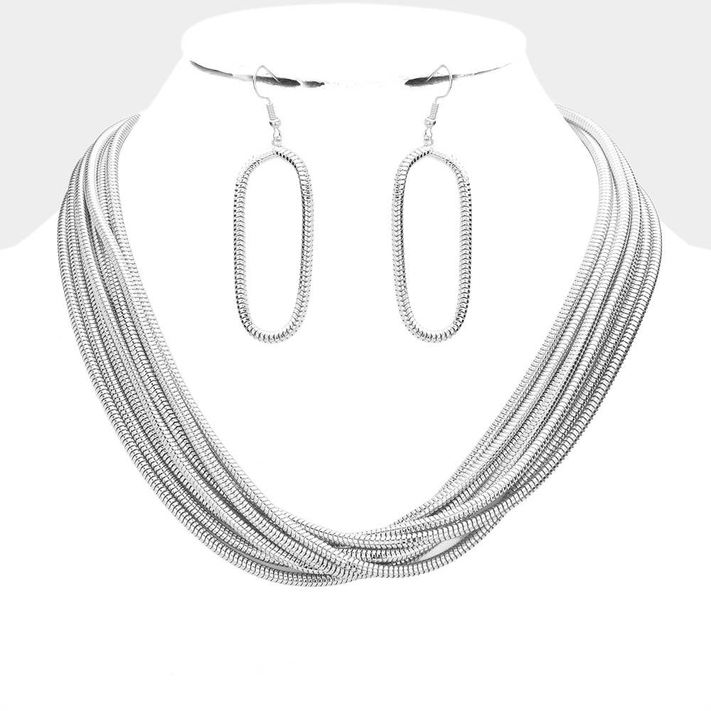Metal Chain Multi Layered Necklace: Gold or Silver