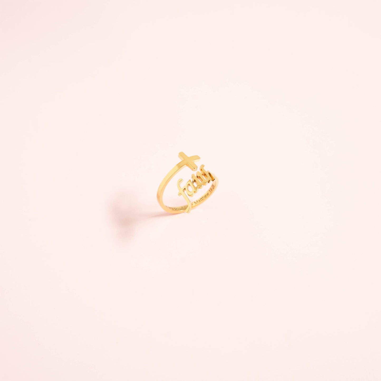 18K Gold PVD Adjustable "Faith" Ring: Gold / 6