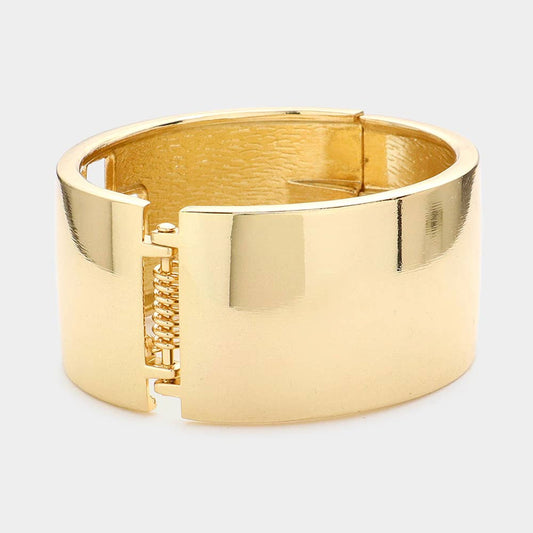 Hinged metal square cross bracelet: Gold