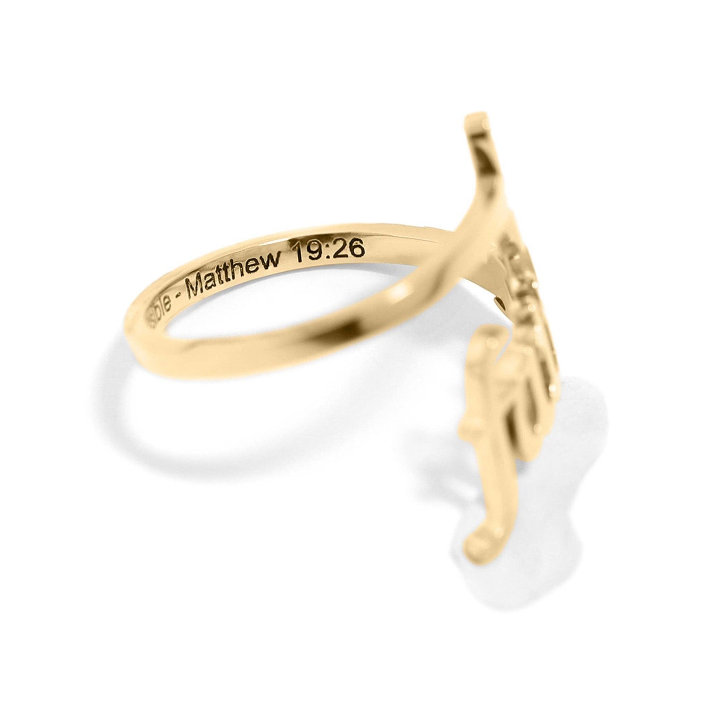 18K Gold PVD Adjustable "Faith" Ring: Gold / 11