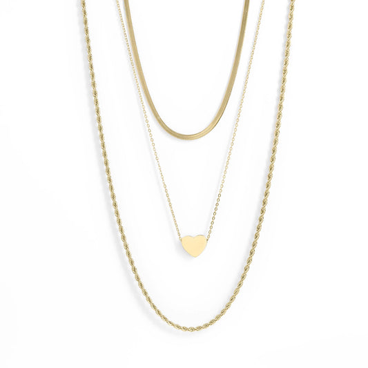 45 pc 18K Gold PVD Heart Layered Necklace Set