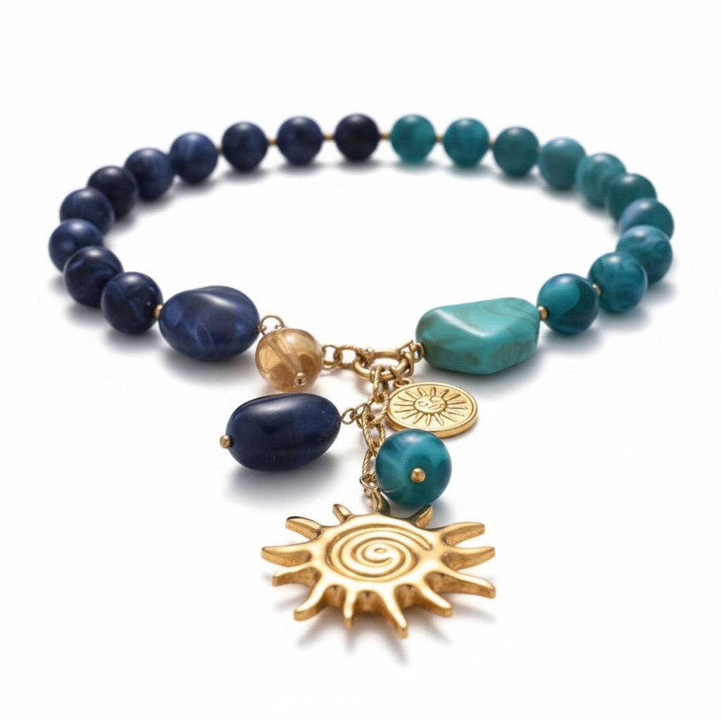LSSGN284 18K Stainless Steel Oceania Azure Charm Necklace