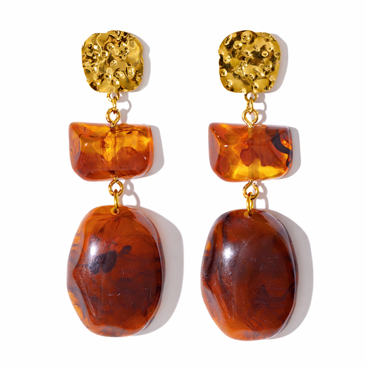 18k Stainless Steel Pendant Resin Earrings (LSSG-ED17)