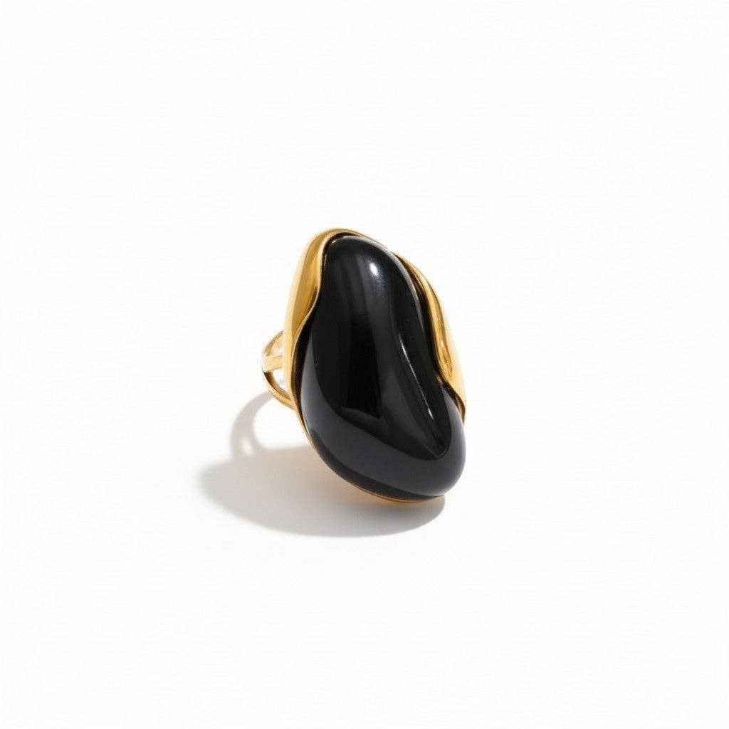 18K Stainless Steel Aurora Resin Ring LSSGRB252: Multi Color Options