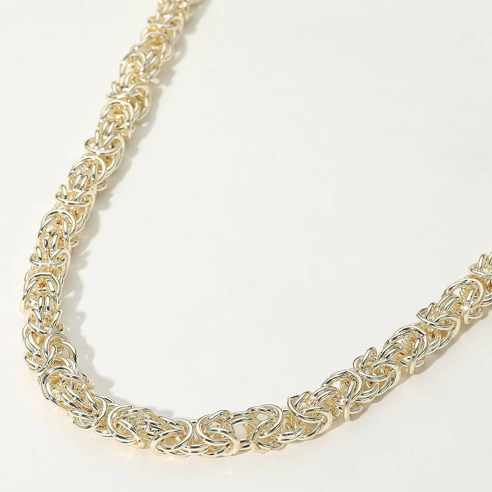 14K Gold Plated Chunky Intricate Knot Link Chunky Chain Necklace