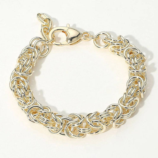14K Gold Plated Chunky Intricate Knot Link Chain Bracelet