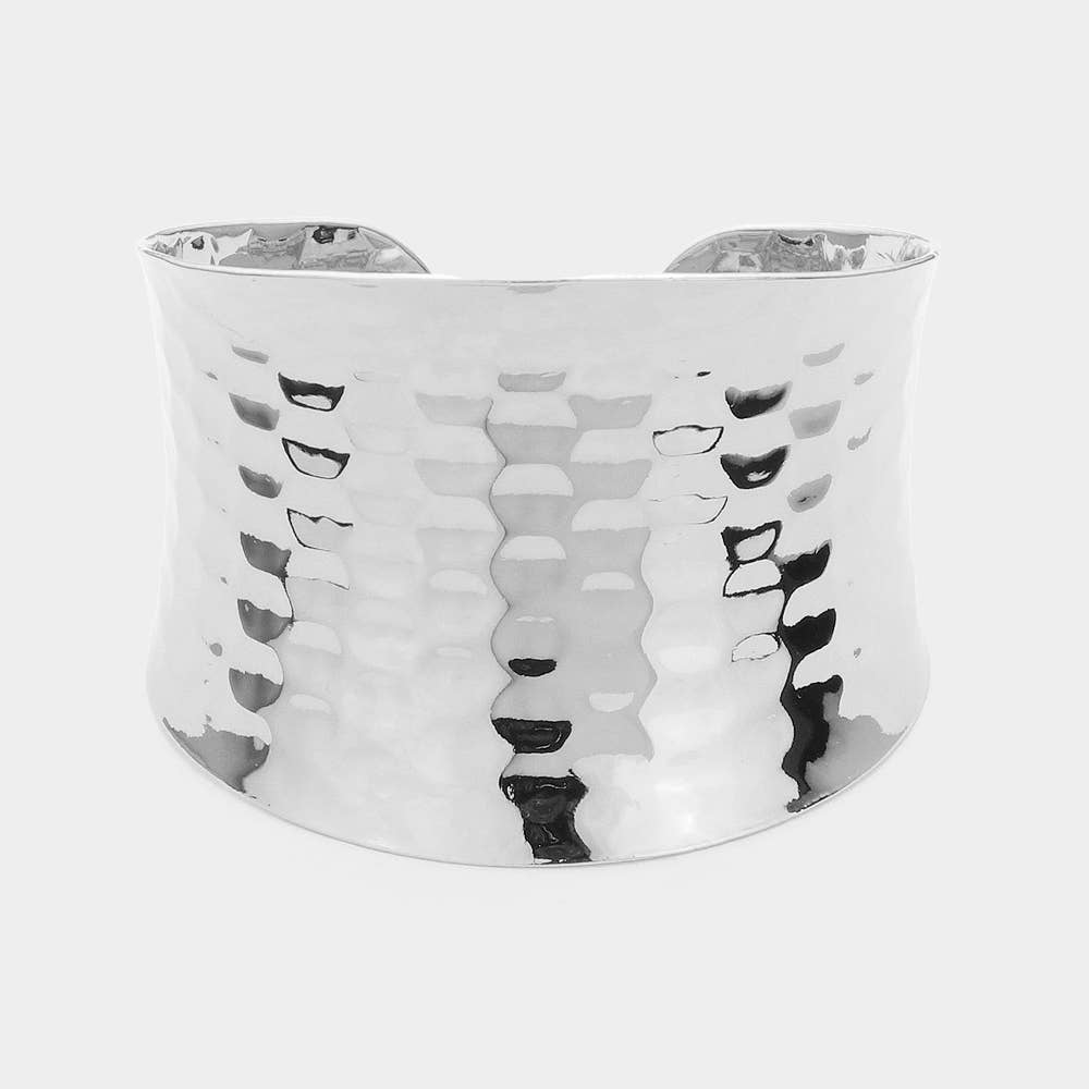 Textured Metal Cuff Bracelet: Silver
