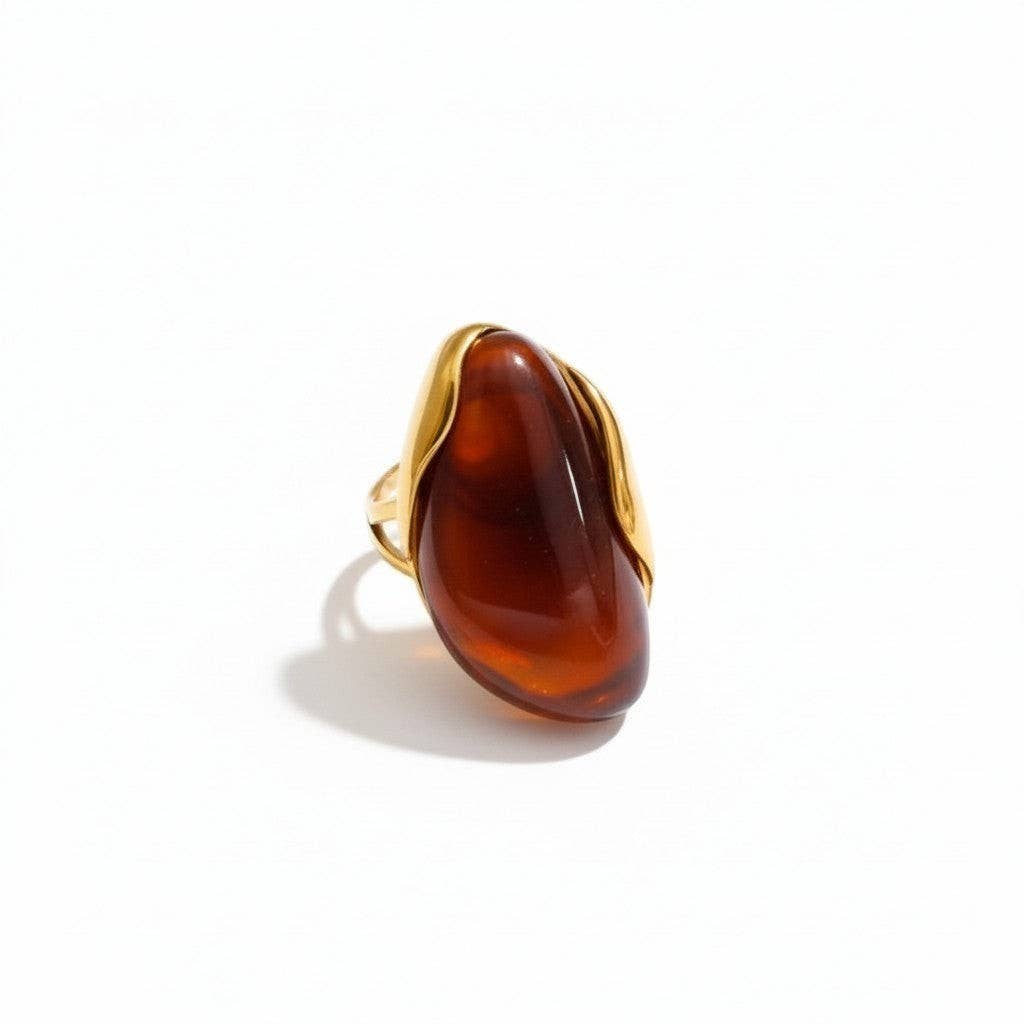 18K Stainless Steel Aurora Resin Ring LSSGRB252: Multi Color Options