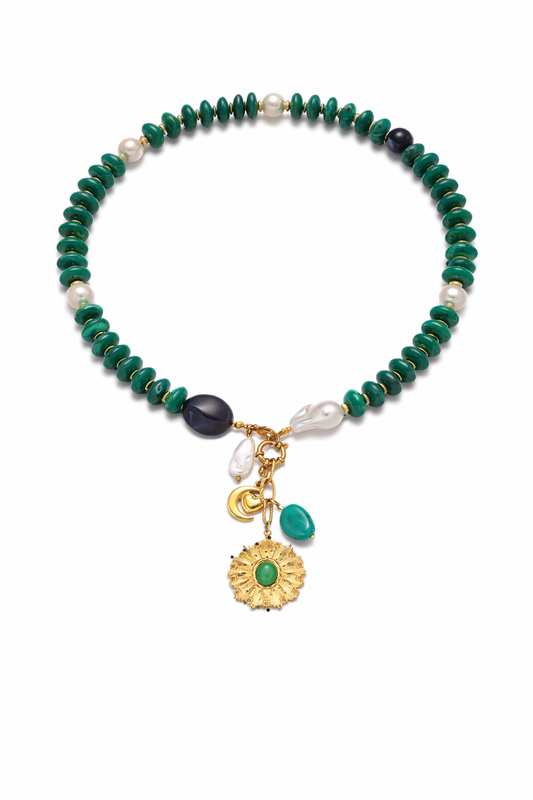 LSSGN300 18K Stainless Steel Oceania Pearl & Moonburst Necklace