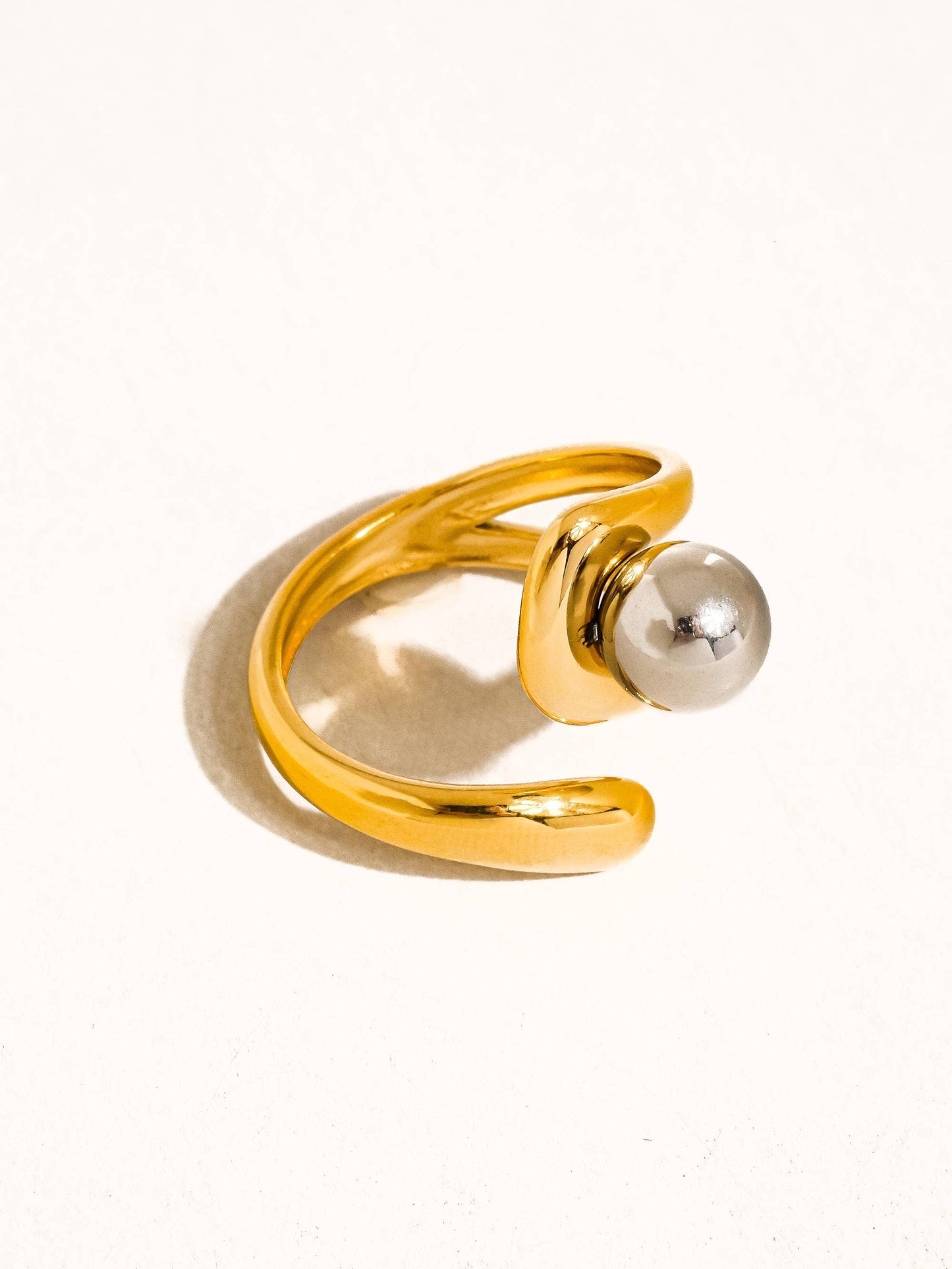 Fauna 18K Gold Non-Tarnish Two Tone Ball Band Ring: Multi-Colored