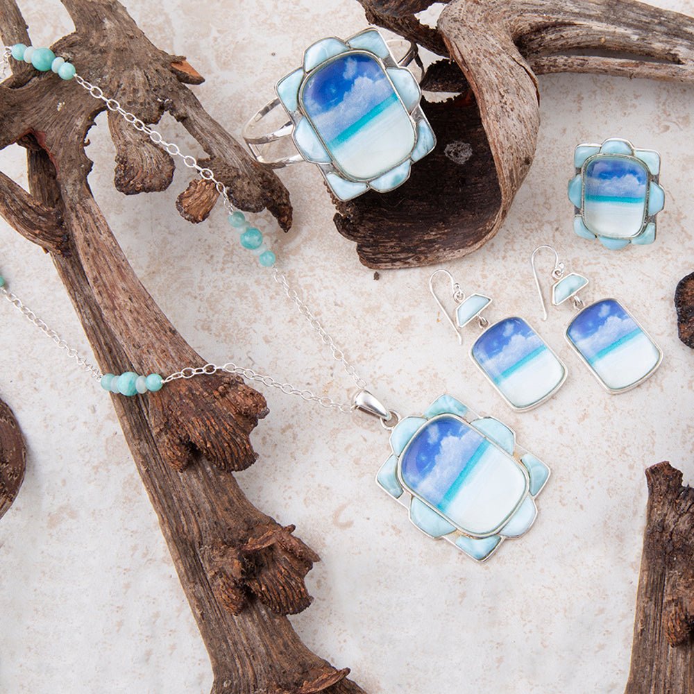 Scenic Beach Blue Larimar and Sterling Silver Cuff Bracelet