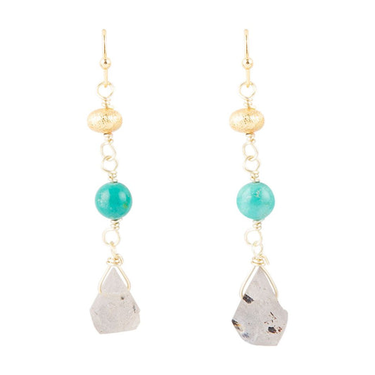 Turquoise Labradorite Elongated Earrings