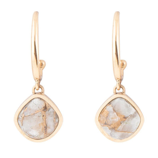 White and Golded Calcite Drop Earrings